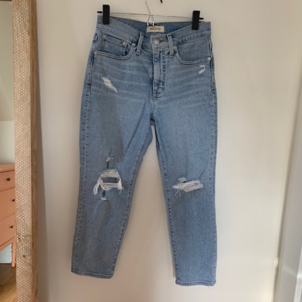 Madewell Mom Jean, Distressed, Size 26 Petite